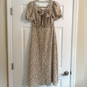 Altar’d State midi dress with Slit, short slip and tie elastic back!